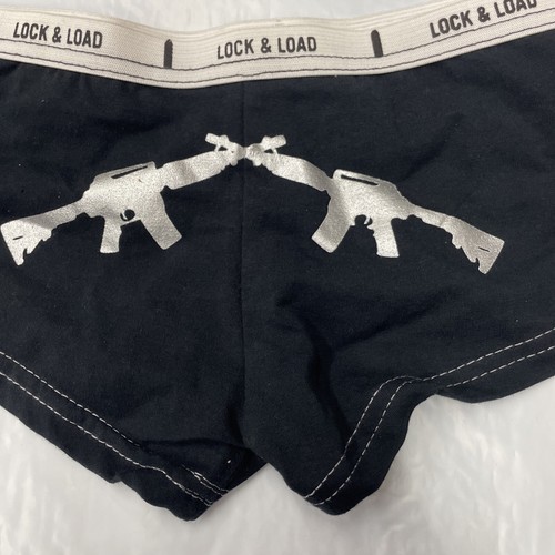 Women's Lock &load Crossed Rifles Booty Shorts Cotton Spandex Medium S12 - Picture 2 of 6