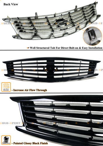 JDM Glossy Black Sport Style Front Grille For 2010-13 Infiniti G25 G37 Q40 Sedan - Picture 3 of 4