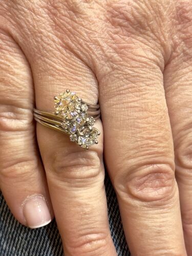 Bague ancienne toi et moi en platine et diamants , taille - Picture 3 of 23