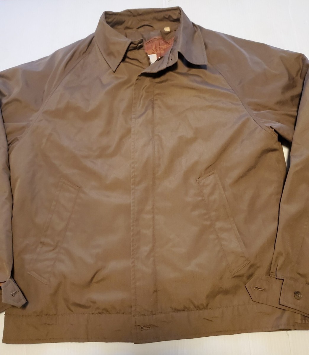 London Fog Bomber Jacket Full Zip Quilted Lining VTG Khaki