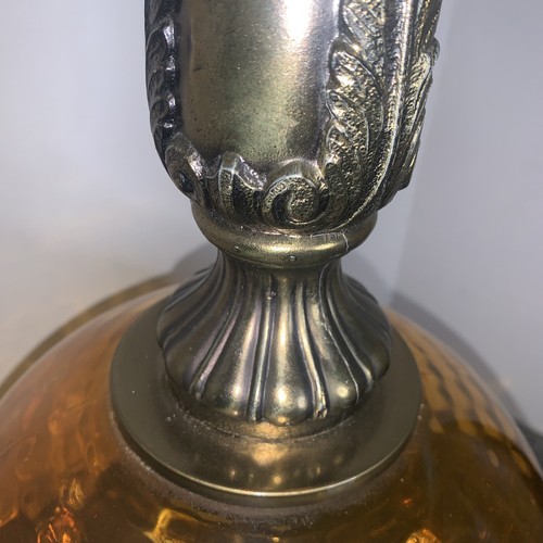 Vintage Bernstein Kristall Kugel Kugel Lampe MCM Metallfuß hoch top - Bild 6 von 9