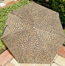 TOTES UMBRELLA ANIMAL PRINT BROWN BLACK NEVER WET 42 INCHES PUSH OPEN NWT
