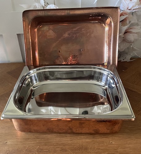 Hammered Copper Large Chafing Dish By Warwick - Picture 7 of 11