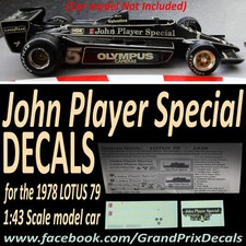 F1 Collection LOTUS 79 John Player Special 1978 decalcomanie acquascivolo scala 1:43