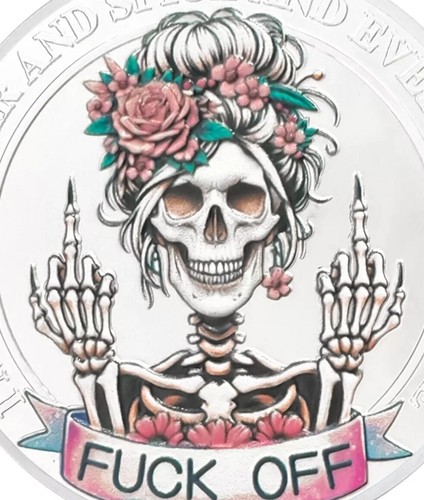 Funny Middle Finger Challenge Coins Novelty Skull Humorous Gifts - Picture 5 of 5