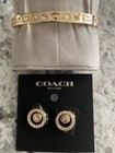 Earrings Goldtone Half+ Off! Coach Open Circle Halo Stud