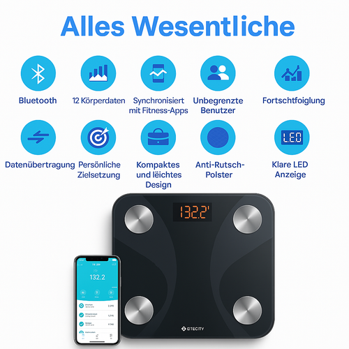 Bilancia Pesapersone Digitale Smart Con App Smartphone Per Monitorare Il Peso - Foto 2 di 5