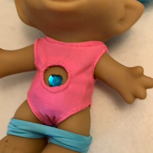 Vintage 4” Troll Doll ACE TREASURE TROLL Workout Blue Heart Wishstone Jewel - Picture 6 of 13