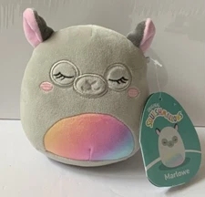 Squishmallows Plush 5” Marlowe Grey Llama with Rainbow Belly
