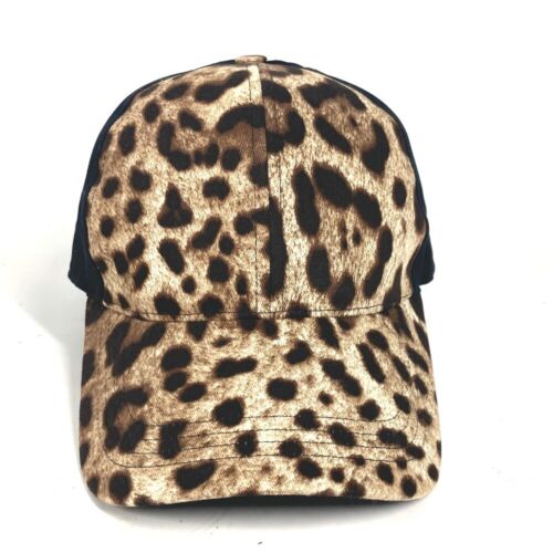 DOLCE&GABBANA Leopard print hat cap baseball cap cotton / Elastane Brown/Black - Picture 2 of 12