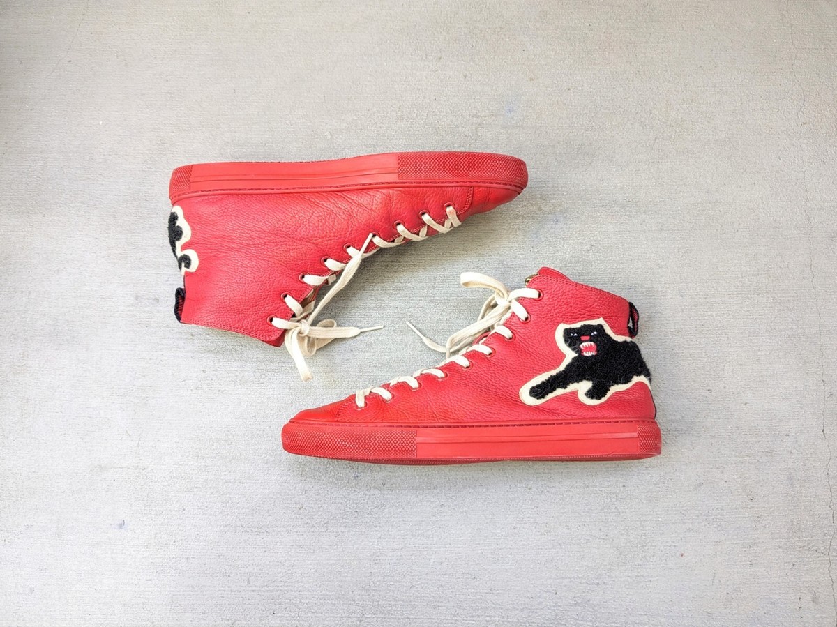 Gucci Panther Sneakers Red Men's US 10 Leather High Tops Gucci Panther Sneakers Red Men's US 10 Leather High Tops