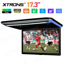17.3" 1080P FHD Screen Car Roof Mounted Monitor Ceiling Flip Down HDMI Player TV