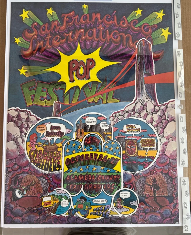 1968 San Francisco Inter. Super pôster concerto festival pop em perfeito estado certificado de autenticidade - Imagem 2 de 4