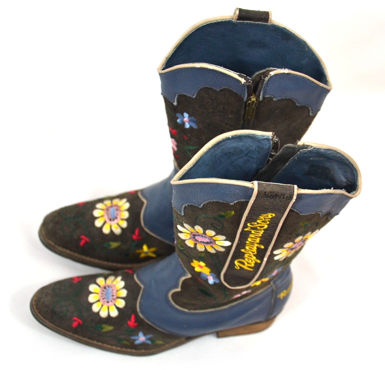 REPLAY - SANTIAG BRODEES FLEURS FLEURS FLEURS CUIR NUBUCK azul gris - ORIGINAL - POINTURE 39 602fa7 REPLAY - SANTIAG BRODEES FLEURS FLEURS FLEURS CUIR NUBUCK azul gris - ORIGINAL - POINTURE 39 602fa7