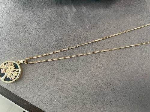 Ciondolo albero della vita Clogau gallese oro giallo e rosa 9 ct onice nera raro 22" - Foto 4 di 10