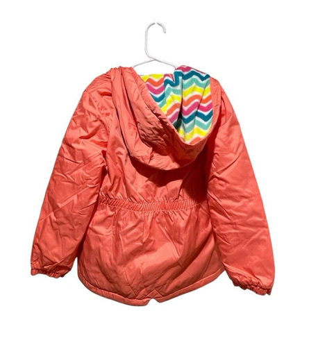 NWT London Fog Girls Hooded Flamingo Jacket Size L/6X Fleece Lined - Picture 2 of 9