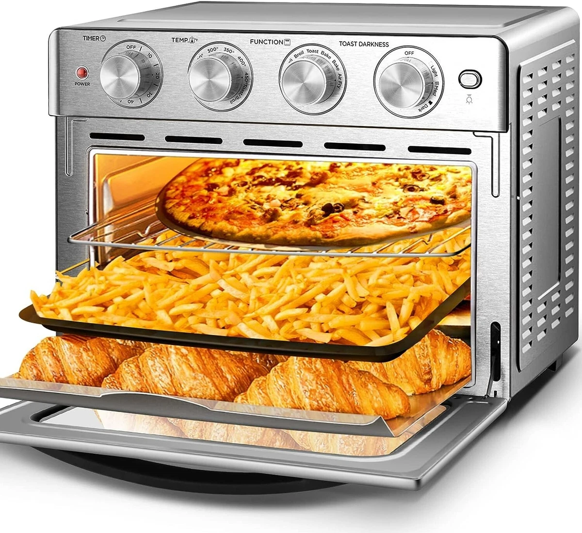 Air Fryer Toaster Oven Combo, 6 Slice, Stainless Steel, 1700W, ETL