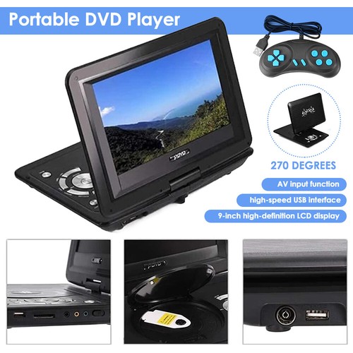 Portable DVD Player CD Card HD 16:9 LCD Large Swivel Screen Rechargeable - Picture 4 of 13