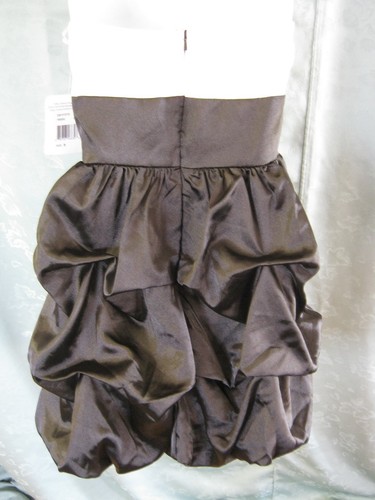NWT Trixxi Cocktail Dress Juniors Size 5 Strapless Satin Bubble Skirt B&W - Picture 4 of 6