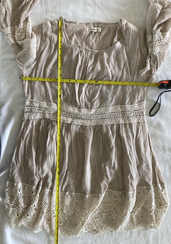 Indigo Soul Womens Crochet Gauze Tunic Top Sz L Oversized Sheer Boho Cottage - Picture 8 of 8