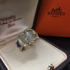 EGA HERMES Boucle Sellier Silver 925/Gold 750 Ring ISO sz:50/6CD0974