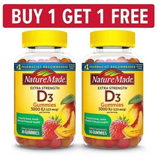 Nature Made Vitamin D3 5000 IU Gummies Extra Strength Bone & Immune Support 80Ct