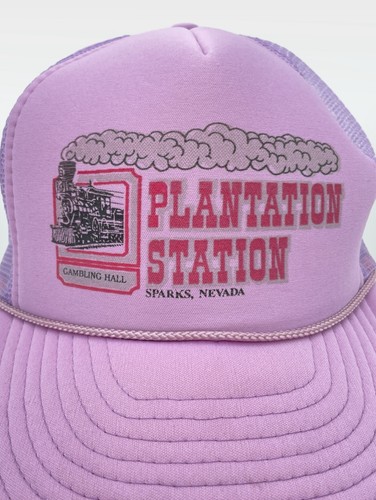 Vintage Plantation Station Truckermütze lila Funken Nevada Nissin Druckknopflasche - Bild 3 von 9
