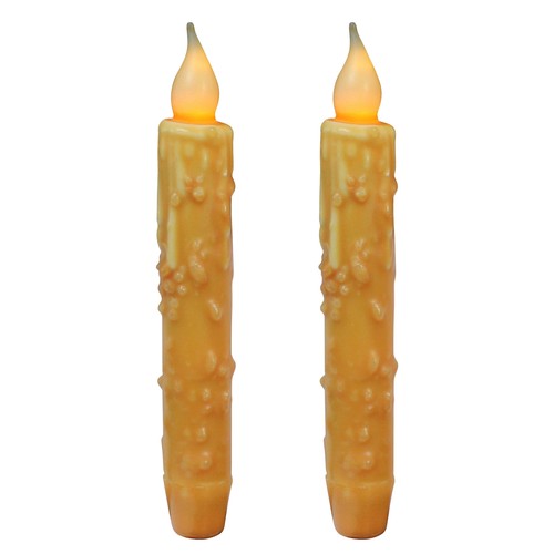 CVHOMEDECO. Real Wax Hand Dipped Battery Operated LED Timer Taper Candles Rus...