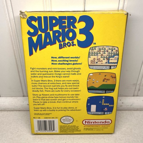 Super Mario Bros. 3 (Nintendo NES, 1990) With Box & Poster No Manual - Picture 8 of 12