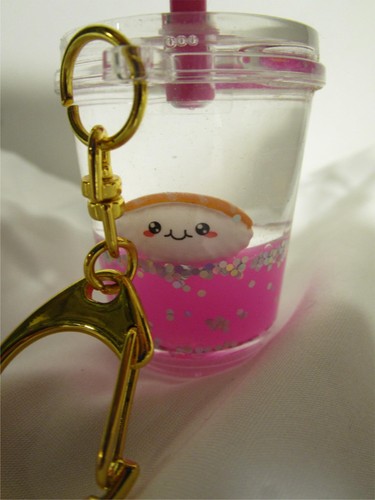 Cup And Straw Sparkling Keychain Animated Glitter Mini Snow globe Figurine - Picture 4 of 4