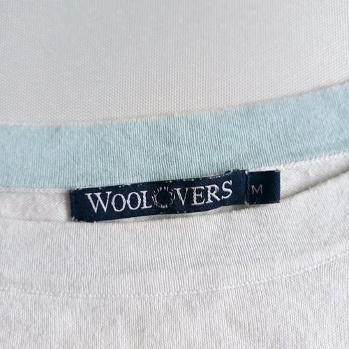 Woolovers Silk Cotton Top Size M White Blue Striped Pattern Jersey Pullover - Picture 8 of 14