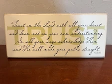 NEW TRUST Sign Proverbs 3:5-6 Home Decor Wall Hanging or Table Decor