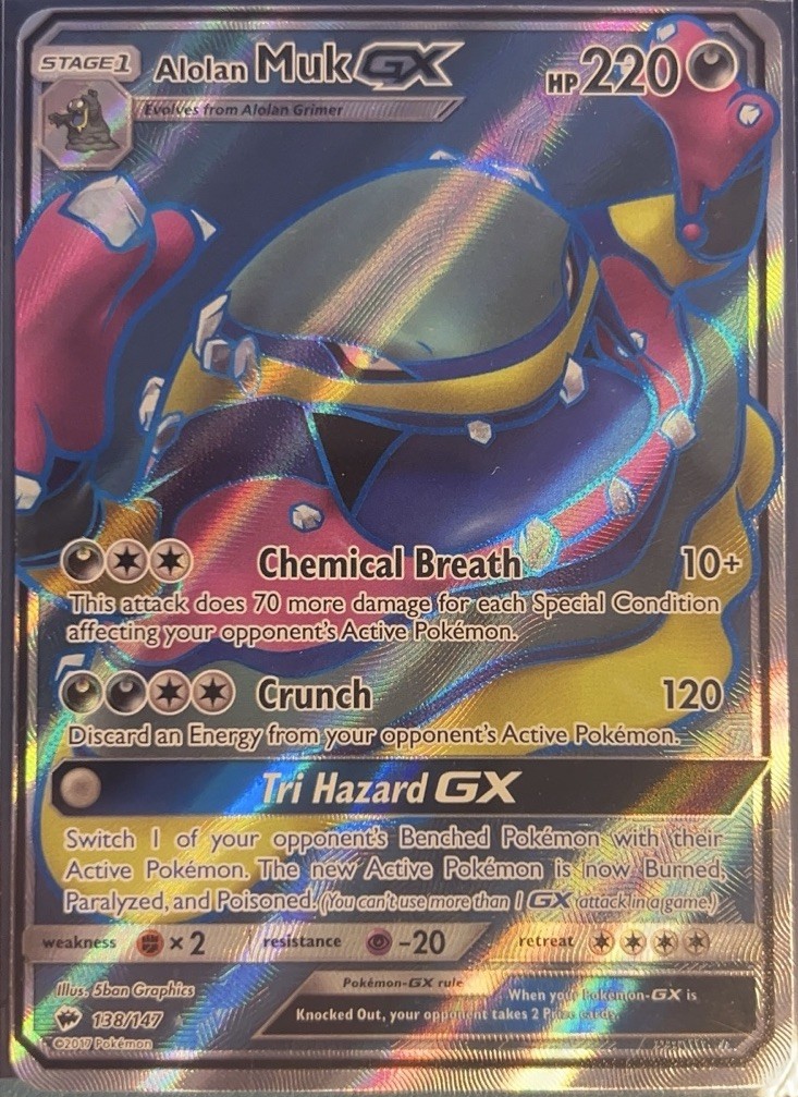 Alolan Muk GX FULL ART 138/147 Pokemon Burning shadows Ultra Rare NM