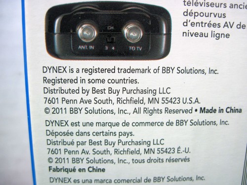 DYNEX DX-AD116 RF (Coaxial) Modulator RCA-AV signal Converter for older TV sets - Picture 8 of 11