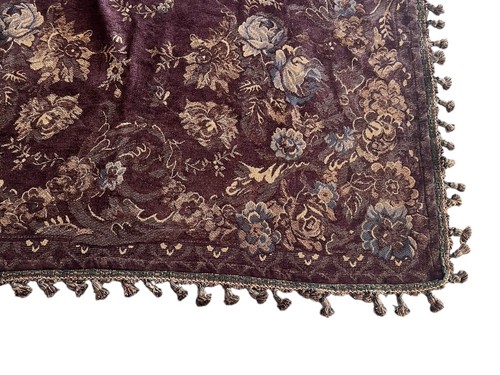 Opera Throw PATINA Brown Blue Floral Blanket Bed Couch Chair Heavy Tassel 56x56 - Picture 2 of 6