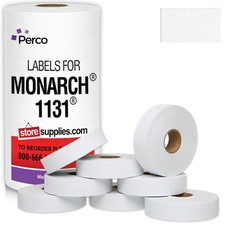 Perco White Price Labels for Monarch 1131 - 20000 Labels Ink Roll Included