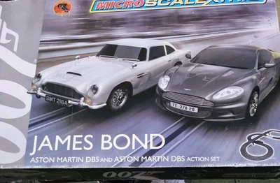 Micro Scalextric James Bond 007 Aston Martin DB5 & Aston Matin DBS Action G1122 - Image 1 of 4