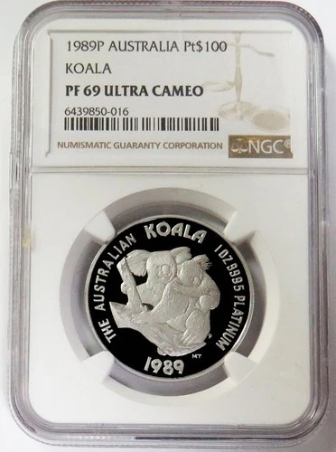 1989 P PLATINUM AUSTRALIA $100 KOALA 1oz NGC PF 69 UC