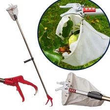 10ft Fruit Picker Pole with Basket Telescoping Fruit Grabber Reacher Tool