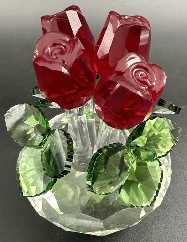 H&D Hyaline & Dora Rosa Roja Estatuilla Pisapapeles Ramo Cristal Vidrio Flores - Imagen 5 de 10