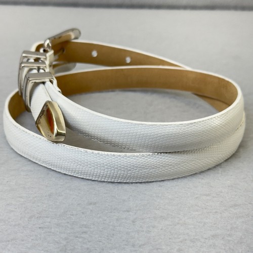 Brighton Damen weißer Ledergürtel silberne Details verstellbar Designer Größe 32 - Bild 2 von 8