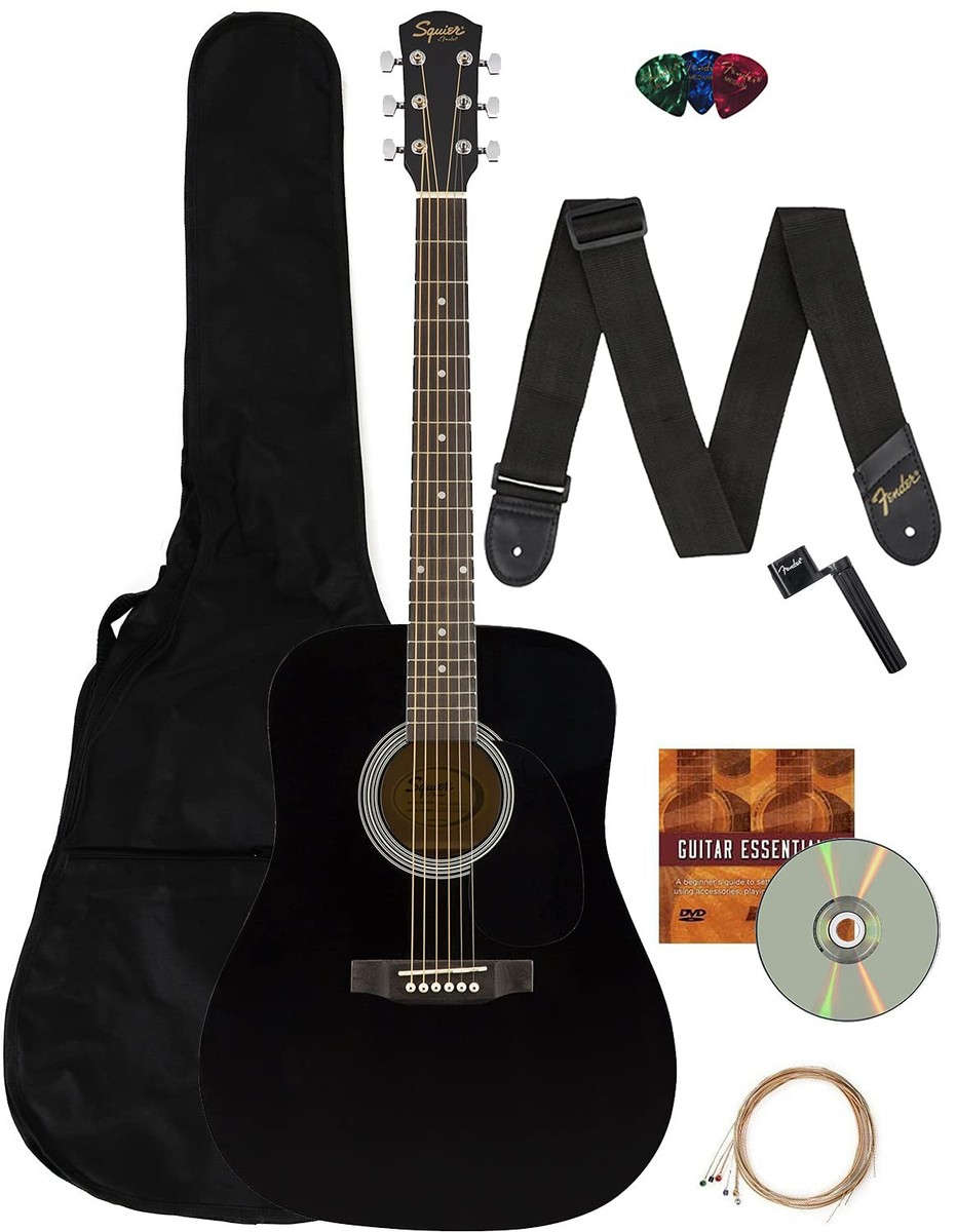 Fender Squier Dreadnought Acoustic Guitar - Black w/ Gig Bag