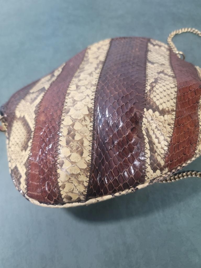 SUSAN GAIL Small PATCHWORK Snakeskin Crossbody Cl… - image 4