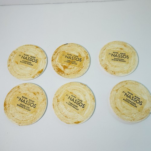 Juego de 6 posavasos de azulejos de cerámica Nassos azul blanco barcos hechos a mano Grecia Caddy - Imagen 5 de 9