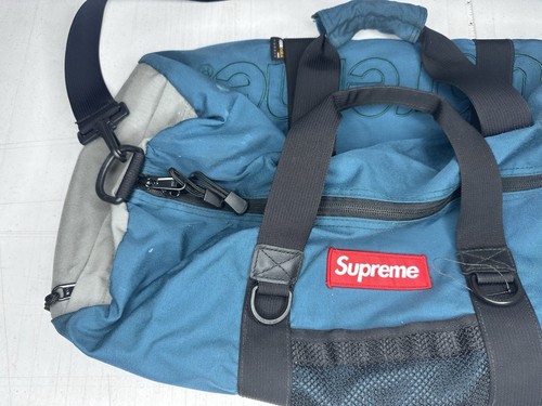 2000s Supreme Cordura Duffel Bag Blue Gray Box Logo Skate Travel VTG Y2K - Picture 3 of 16