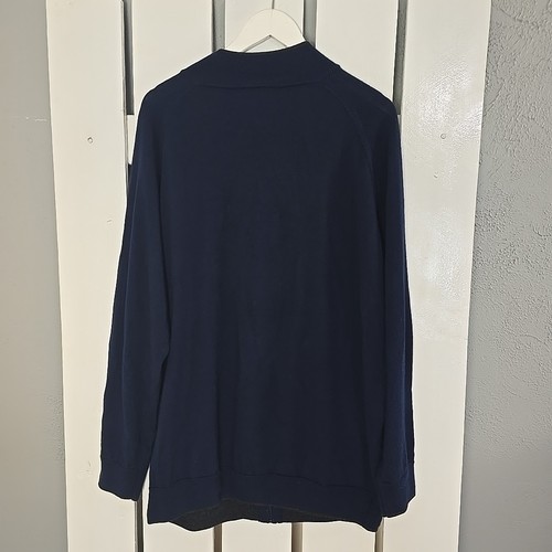 Jeremy Argyle NYC Merino Wool Full Zip Cardigan Jacket Navy Blue Men XXL Preppy - Picture 2 of 5