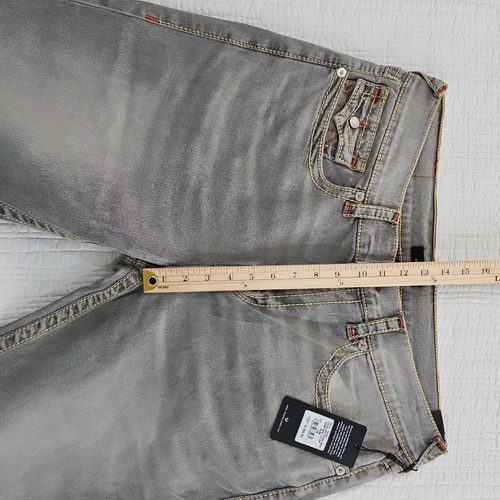 NEW True Religion Geno Big T Flap Jeans Men's 36x32 Grey Flap Relaxed Slim NWT - Picture 15 of 18