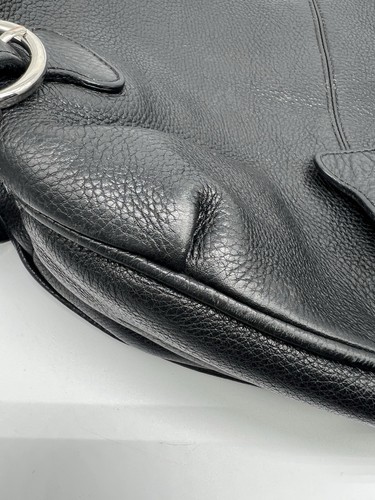 SALVATORE FERRAGAMO Gancini Black Pebbled Leather Shoulder Bag Large Tote - Picture 7 of 20