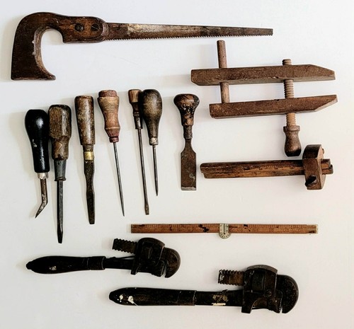 13 Vintage Antique Carpenter's Tools from Workshop, Some Likely 100+ Years Old!