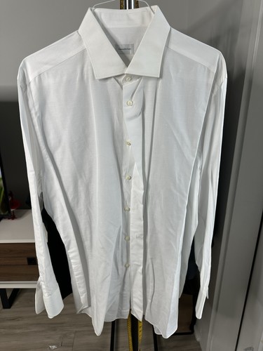 Ermenegildo Zegna Hemd Herren 47 18,5 weiß Baumwolle Knopfleiste